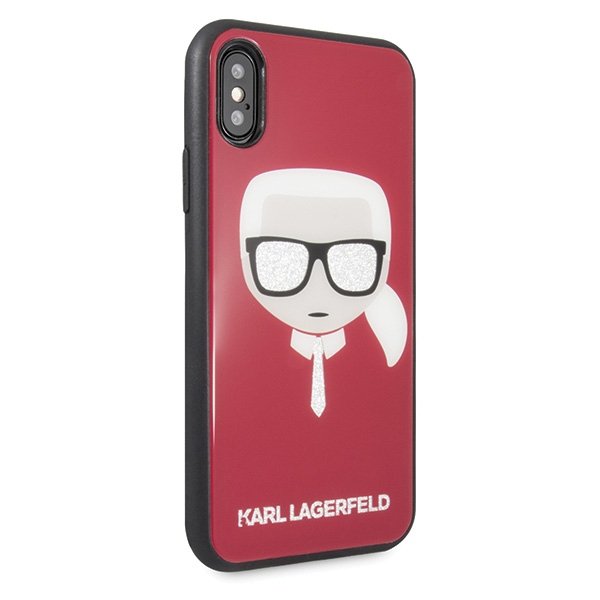 Karl Lagerfeld KLHCPXDLHRE iPhone X/Xs czerwony/red Iconic Glitter Karl`s Head