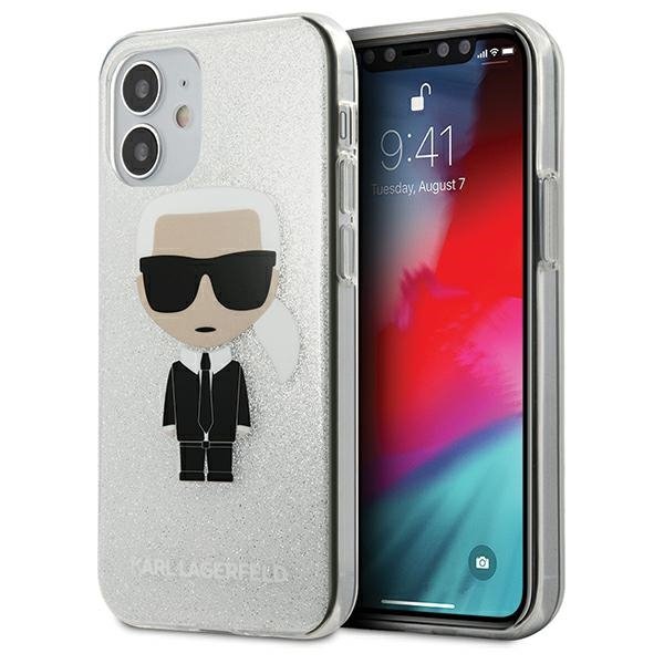 Karl Lagerfeld KLHCP12SPCUTRIKSL iPhone 12 mini 5,4&quot; srebrny/silver hardcase Glitter Ikonik Karl