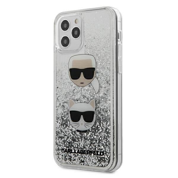 Karl Lagerfeld KLHCP12MKCGLSL iPhone 12/12 Pro 6,1&quot; srebrny/silver hardcase Liquid Glitter Karl&Choupette