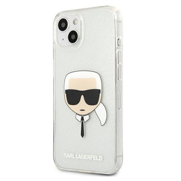 Karl Lagerfeld KLHCP13SKHTUGLS iPhone 13mini 5,4&quot; srebrny/silver hardcase Glitter Karl`s Head