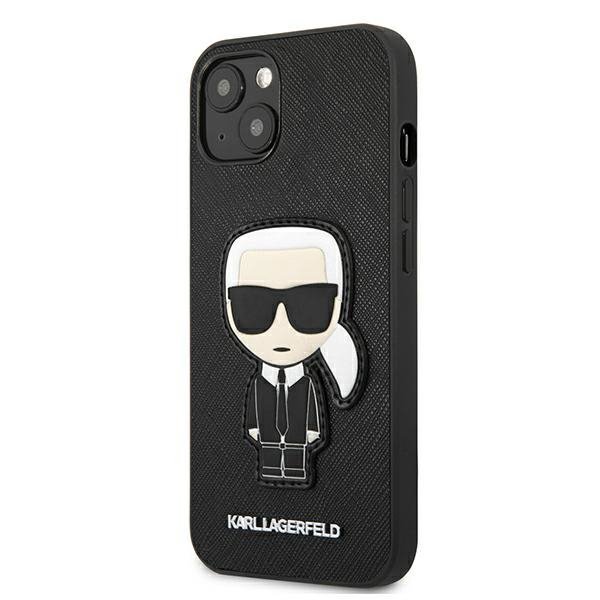 Karl Lagerfeld KLHCP13SOKPK iPhone 13 mini 5,4&quot; czarny/black hardcase Saffiano Ikonik Karl`s Patch
