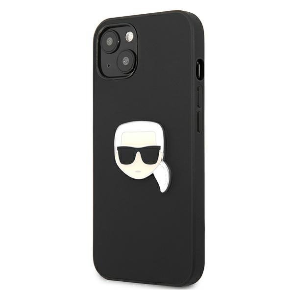 Karl Lagerfeld KLHCP13SPKMK iPhone 13mini 5,4&quot; czarny/black hardcase Leather Ikonik Karl`s Head Metal