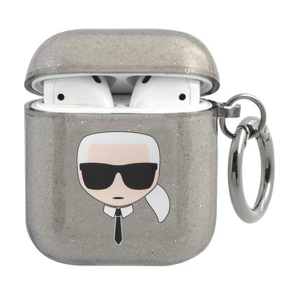Karl Lagerfeld KLA2UKHGK AirPods 1/2cover czarny/black Glitter Karl`s Head