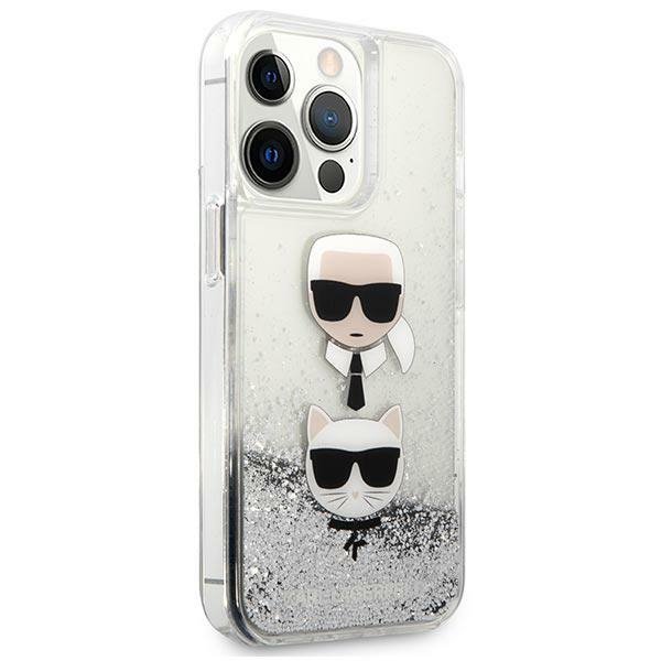 Karl Lagerfeld KLHCP13XKICGLS iPhone 13 Pro Max 6,7&quot; srebrny/silver hardcase Liquid Glitter Karl&Choupette Head