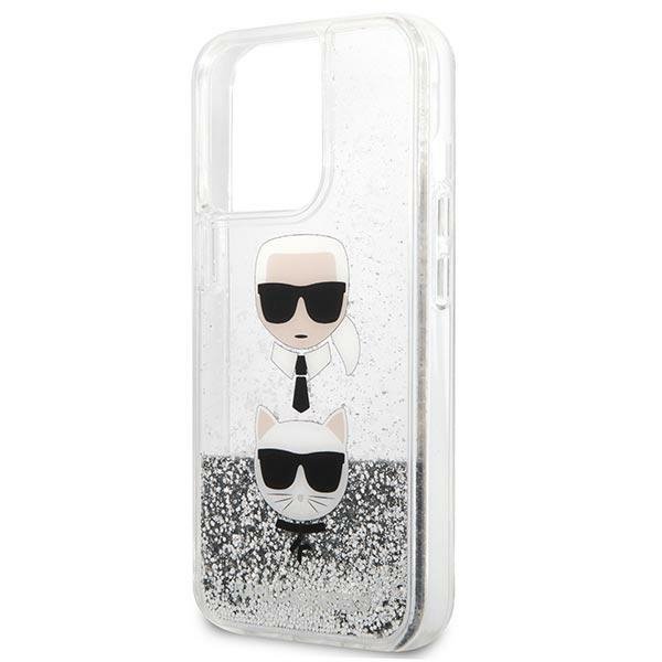 Karl Lagerfeld KLHCP13XKICGLS iPhone 13 Pro Max 6,7&quot; srebrny/silver hardcase Liquid Glitter Karl&Choupette Head