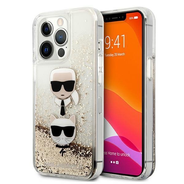 Karl Lagerfeld KLHCP13XKICGLD iPhone 13Pro Max 6,7&quot; złoty/gold hardcase Liquid Glitter Karl&Choupette Head