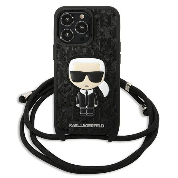Karl Lagerfeld KLHCP13LCMNIPK iPhone 13 Pro / 13 6,1&quot; hardcase czarny/black Leather Monogram Patch and Cord Iconik