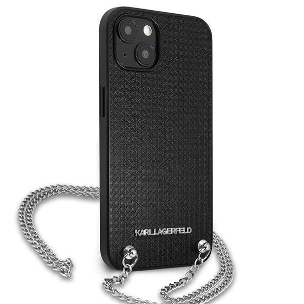 Karl Lagerfeld KLHCP13MPMK iPhone 13 / 14 / 15 6,1&quot; hardcase czarny/black Leather Textured and Chain