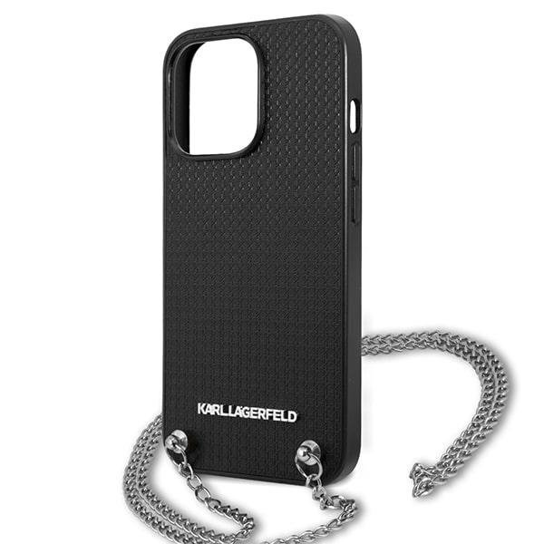Karl Lagerfeld KLHCP13LPMK iPhone 13 Pro / 13 6,1&quot; hardcase czarny/black Leather Textured and Chain