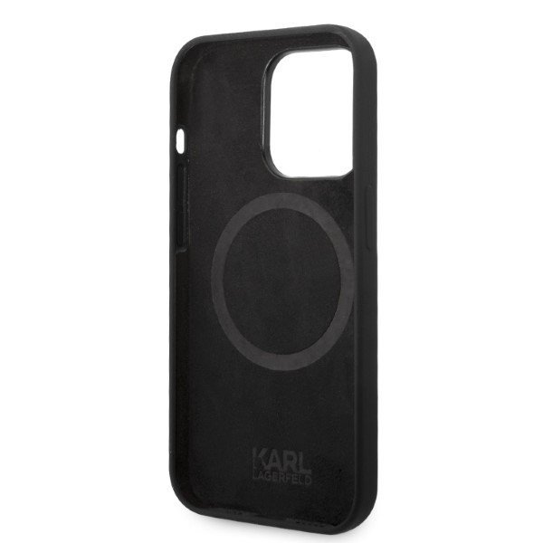 Karl Lagerfeld KLHMP14XSLKHBK iPhone 14 Pro Max 6,7&quot; hardcase czarny/black Silicone Karl`s Head Magsafe