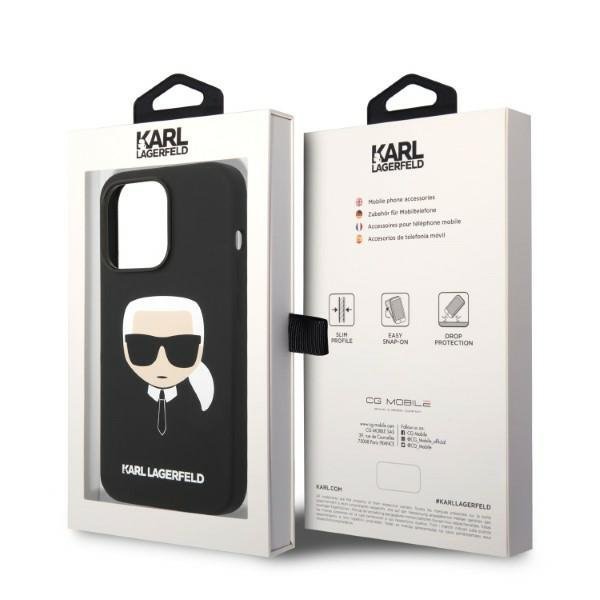 Karl Lagerfeld KLHMP14XSLKHBK iPhone 14 Pro Max 6,7&quot; hardcase czarny/black Silicone Karl`s Head Magsafe