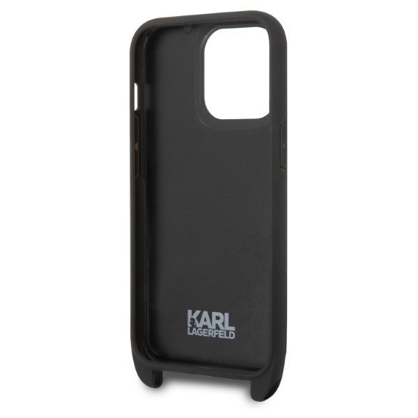 Karl Lagerfeld KLHCP14XSTMMK iPhone 14 Pro Max 6,7&quot; hardcase czarny/black Monogram Plaque Logo Strap