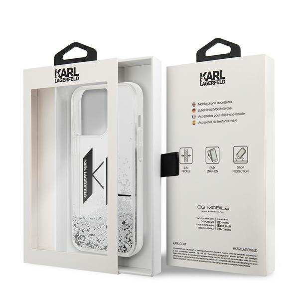 Karl Lagerfeld KLHCP14LLBKLCS iPhone 14Pro 6,1&quot; srebrny/silver hardcase Liquid Glitter Big KL