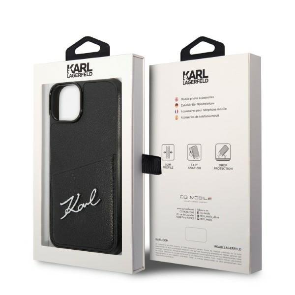 Karl Lagerfeld KLHCP14SCSSK iPhone 14 / 15 / 13 6,1&quot; hardcase czarny/black Signature Logo Cardslot
