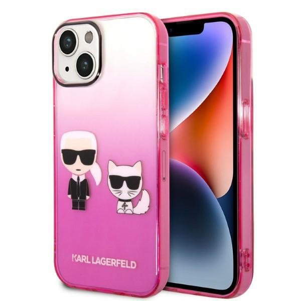 Karl Lagerfeld KLHCP14STGKCP iPhone 14 / 15 / 13 6,1&quot; hardcase różowy/pink Gradient Ikonik Karl & Choupette
