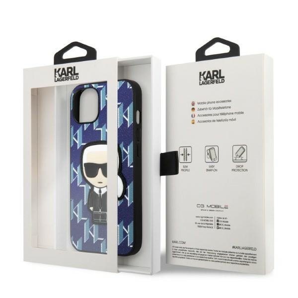 Karl Lagerfeld KLHCP13MPMNIKBL iPhone 13 / 14 / 15 6,1&quot; hardcase niebieski/blue Monogram Ikonik Patch