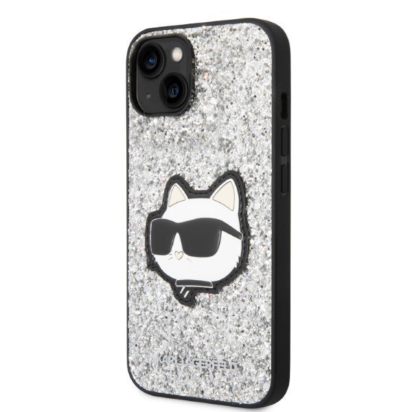 Karl Lagerfeld KLHCP14SG2CPS iPhone 14 / 15 / 13 6,1&quot; srebrny/silver hardcase Glitter Choupette Patch