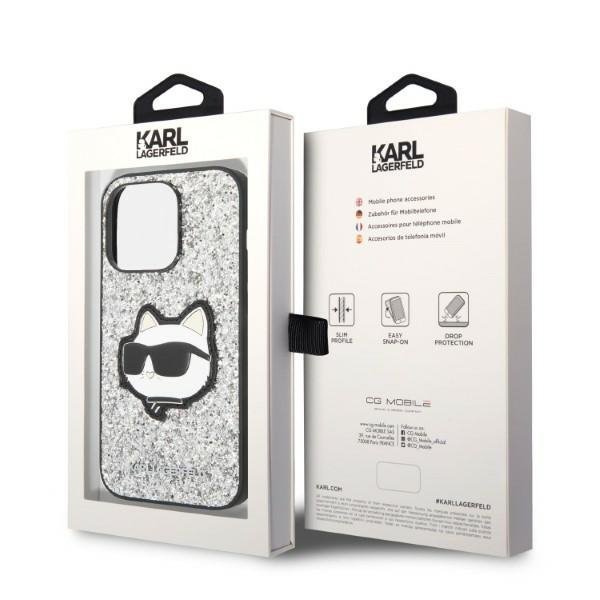 Karl Lagerfeld KLHCP14XG2CPS iPhone 14 Pro Max 6,7&quot; srebrny/silver hardcase Glitter Choupette Patch