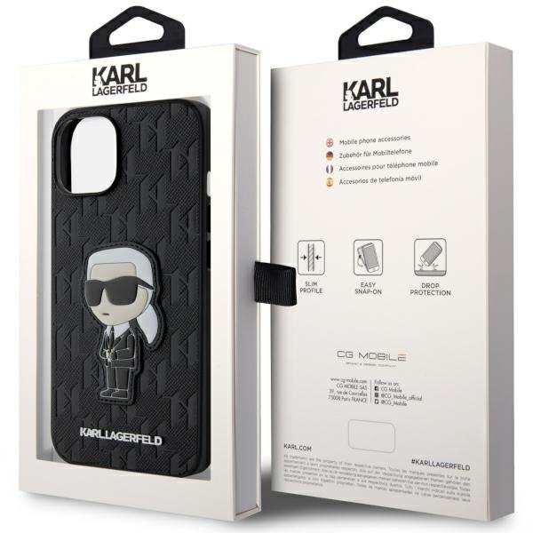 Karl Lagerfeld KLHCP14SSAKHPKK iPhone 14 / 15 / 13 6.1&quot; czarny/black Saffiano Monogram Ikonik