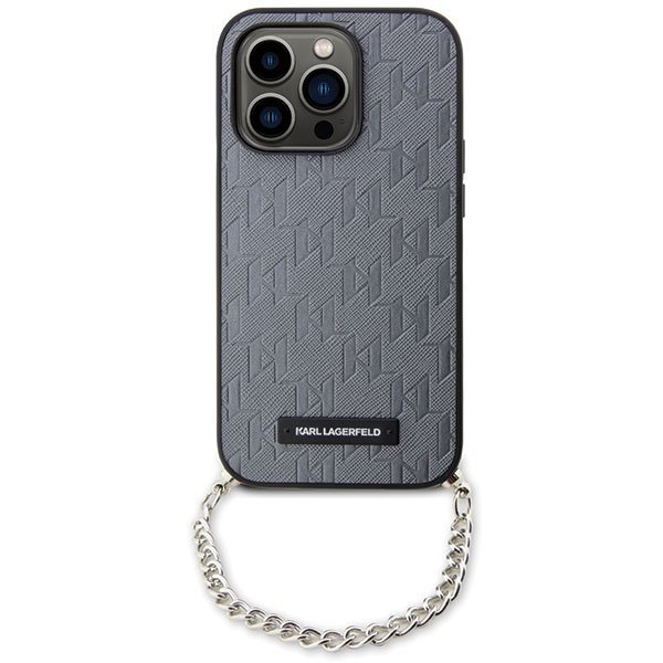 Karl Lagerfeld KLHCP14XSACKLHPG iPhone 14 Pro Max 6.7&quot; srebrny/silver hardcase Saffiano Monogram Chain