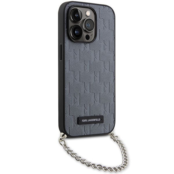 Karl Lagerfeld KLHCP14XSACKLHPG iPhone 14 Pro Max 6.7&quot; srebrny/silver hardcase Saffiano Monogram Chain