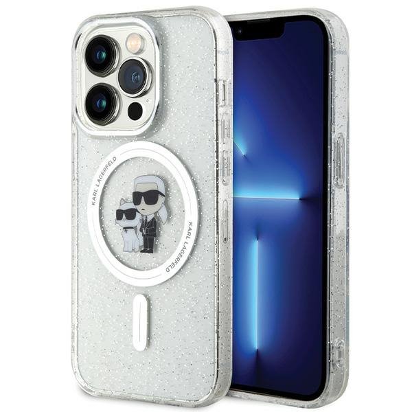 Karl Lagerfeld KLHMP14LHGKCNOT iPhone 14 Pro 6.1&quot; transparent hardcase Karl&Choupette Glitter MagSafe