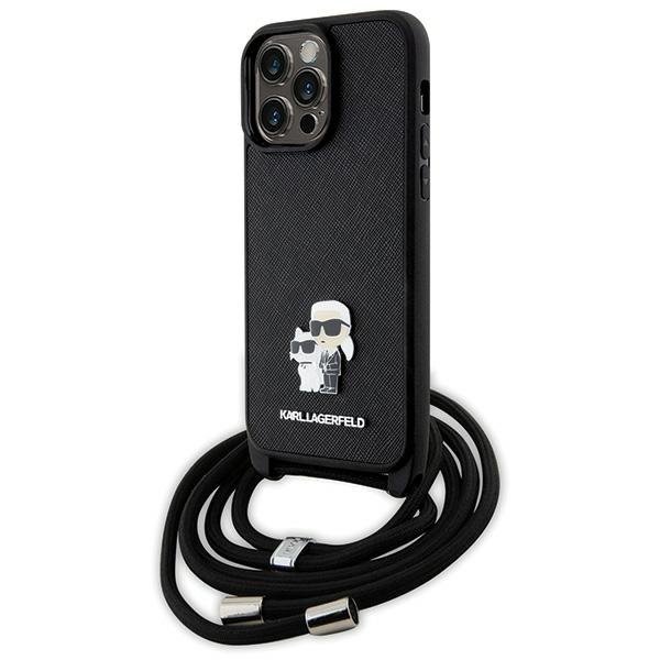 Karl Lagerfeld KLHCP14XSAKCPSK iPhone 14 Pro Max 6.7&quot; hardcase czarny/black Crossbody Saffiano Metal Pin Karl & Choupette
