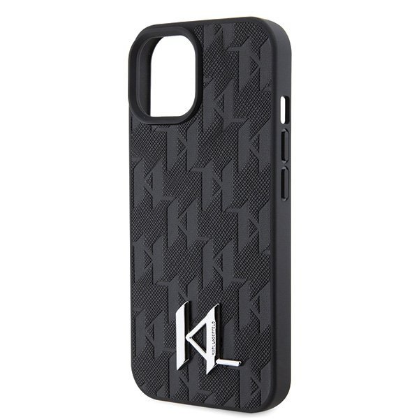 Karl Lagerfeld KLHCP15SPKLPKLK iPhone 15 / 14 / 13 6.1&quot; czarny/black hardcase Leather Monogram Hot Stamp Metal Logo