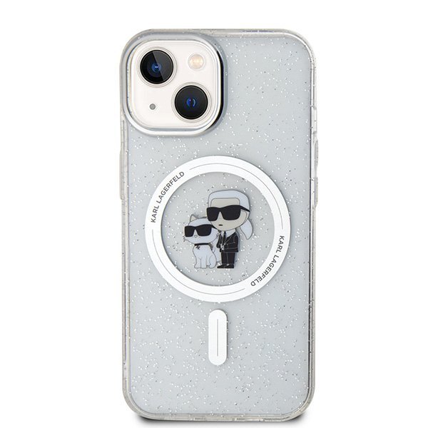 Karl Lagerfeld KLHMP15SHGKCNOT iPhone 15 / 14 / 13 6.1&quot; transparent hardcase Karl&Choupette Glitter MagSafe