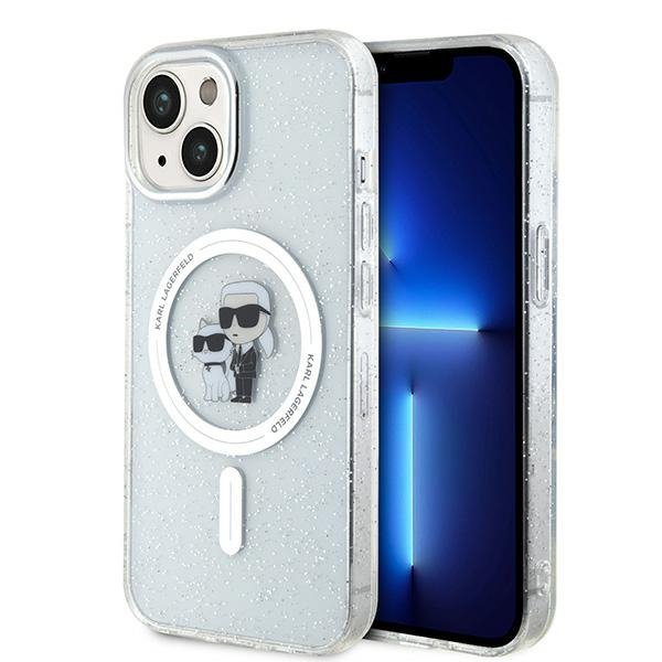 Karl Lagerfeld KLHMP15MHGKCNOT iPhone 15 Plus / 14 Plus 6.7&quot; transparent hardcase Karl&Choupette Glitter MagSafe