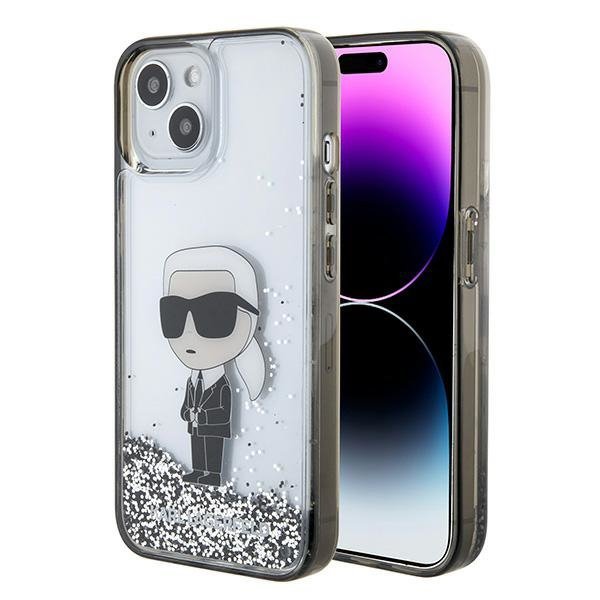 Karl Lagerfeld KLHCP15SLKKNSK iPhone 15 / 14 / 13 6.1&quot; transparent hardcase Liquid Glitter Ikonik