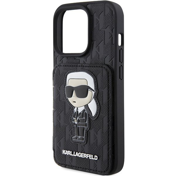 Karl Lagerfeld KLHCP15XSAKKNSCK iPhone 15 Pro Max 6.7&quot; czarny/black hardcase Saffiano Cardslots and Stand Monogram Ikonik P