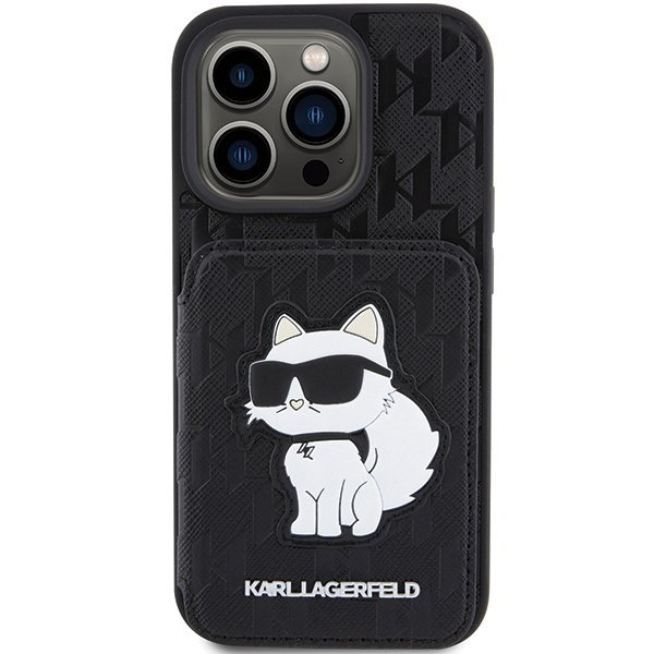 Karl Lagerfeld KLHCP15LSAKCNSCK iPhone 15 Pro 6.1&quot; czarny/black hardcase Saffiano Cardslots and Stand Monogram Choupette