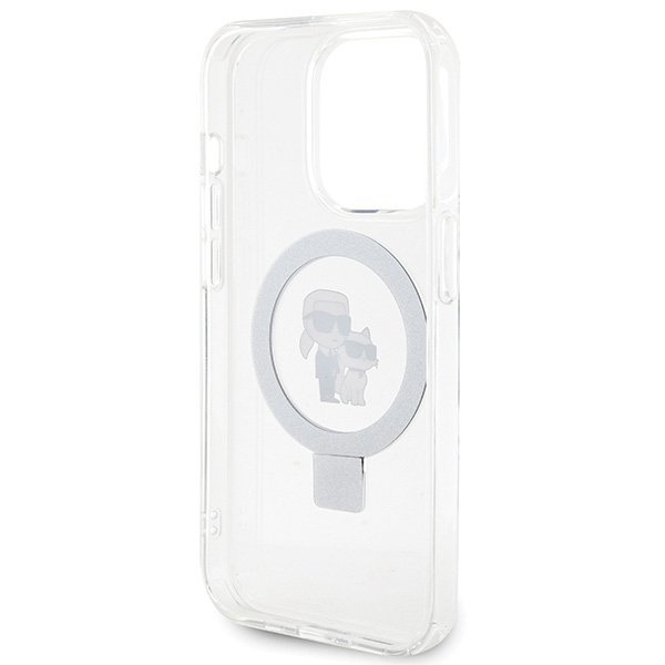 Karl Lagerfeld KLHMP15LHMRSKCH iPhone 15 Pro 6.1&quot; biały/white hardcase Ring Stand Karl&Choupettte MagSafe