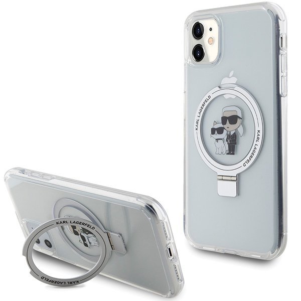 Karl Lagerfeld KLHMN61HMRSKCH iPhone 11 / Xr 6.1&quot; biały/white hardcase Ring Stand Karl&Choupettte MagSafe