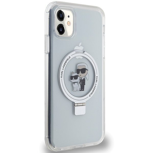 Karl Lagerfeld KLHMN61HMRSKCH iPhone 11 / Xr 6.1&quot; biały/white hardcase Ring Stand Karl&Choupettte MagSafe