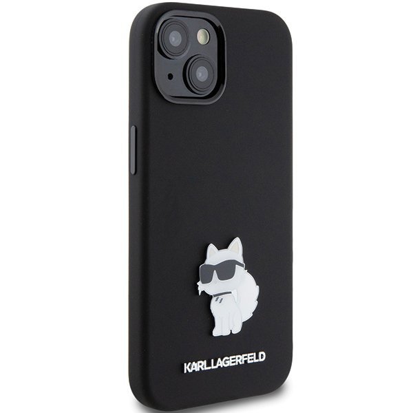 Karl Lagerfeld KLHCP15SSMHCNPK iPhone 15 / 14 / 13 6.1&quot; czarny/black Silicone Choupette Metal Pin