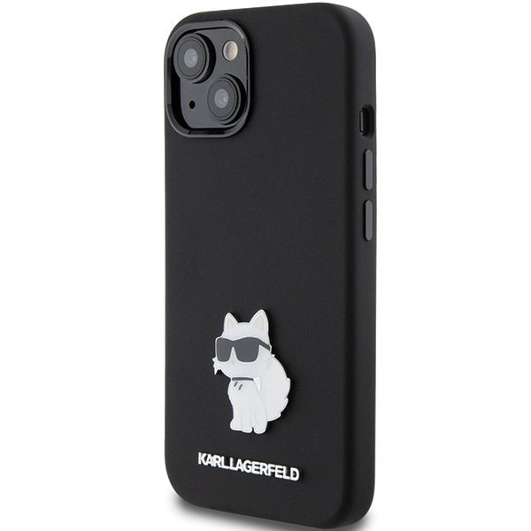 Karl Lagerfeld KLHCP15MSMHCNPK iPhone 15 Plus / 14 Plus 6.7&quot; czarny/black Silicone Choupette Metal Pin