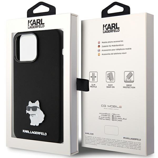 Karl Lagerfeld KLHCP15XSMHCNPK iPhone 15 Pro Max 6.7&quot; czarny/black Silicone Choupette Metal Pin