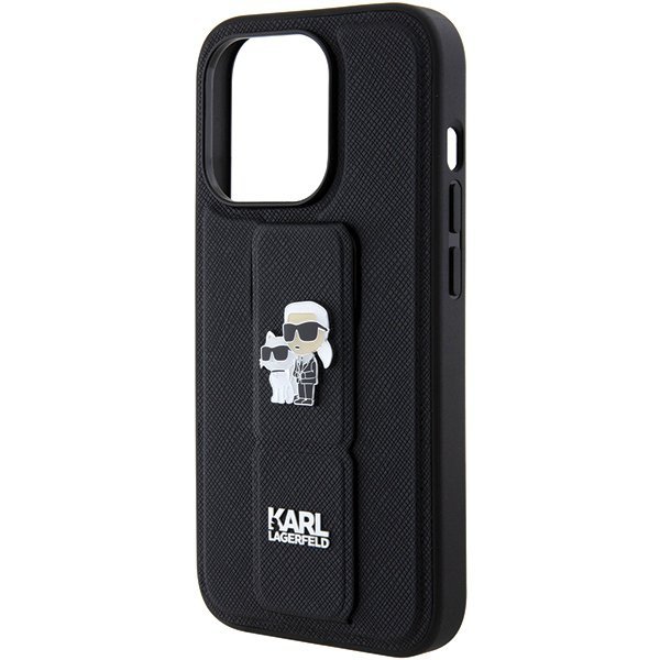 Karl Lagerfeld KLHCP15XGSAKCPK iPhone 15 Pro Max 6.7&quot; czarny/black hardcase Gripstand Saffiano Karl&Choupette Pins