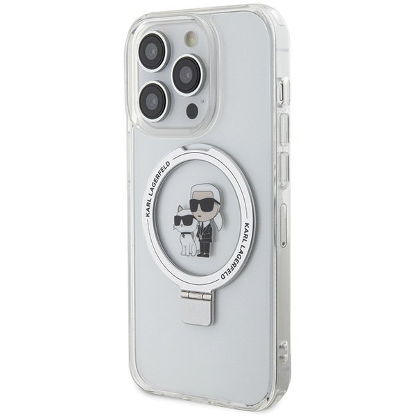Karl Lagerfeld KLHMP13LHMRSKCH iPhone 13 Pro / 13 6.1&quot; biały/white hardcase Ring Stand Karl&Choupettte MagSafe