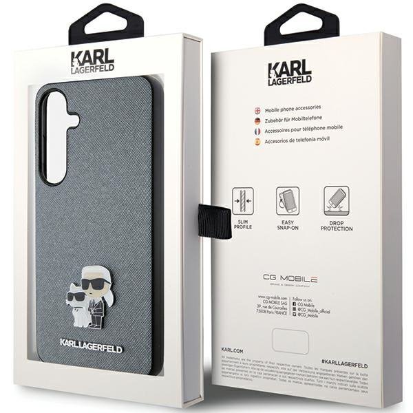 Karl Lagerfeld KLHCS24MPSAKCMPG S24+ S926 hardcase szary/grey Saffiano Karl & Choupette Metal Pin