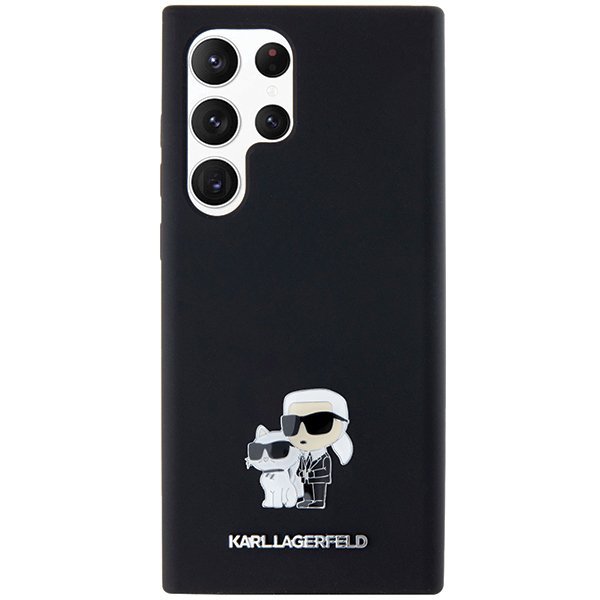 Karl Lagerfeld KLHCS23LSMHKCNPK S23 Ultra S918 hardcase czarny/black Silicone Karl&Choupette Metal Pin
