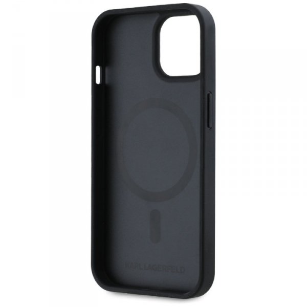 Karl Lagerfeld KLHMP15SPKHPORPK iPhone 15 / 14 / 13 6.1&quot; hardcase czarny/black Leather Monogram Metal Logo MagSafe