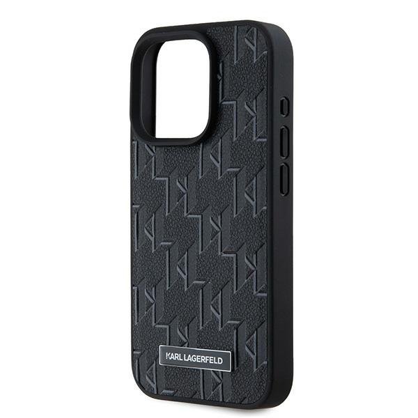 Karl Lagerfeld KLHMP15XPKHPORPK iPhone 15 Pro Max 6.7&quot; hardcase czarny/black Leather Monogram Metal Logo MagSafe