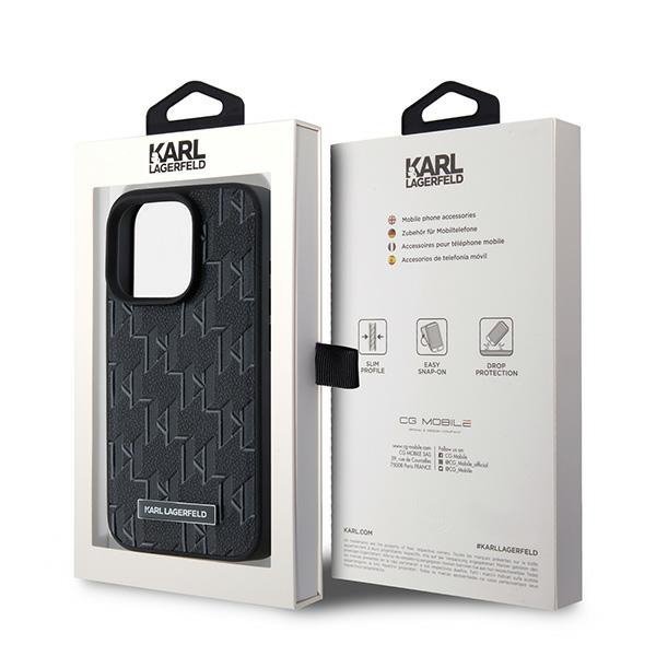 Karl Lagerfeld KLHMP15XPKHPORPK iPhone 15 Pro Max 6.7&quot; hardcase czarny/black Leather Monogram Metal Logo MagSafe