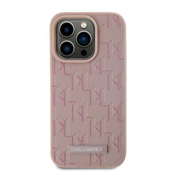 Karl Lagerfeld KLHMP15LPKHPORPP iPhone 15 Pro 6.1&quot; hardcase różowy/pink Leather Monogram Metal Logo MagSafe