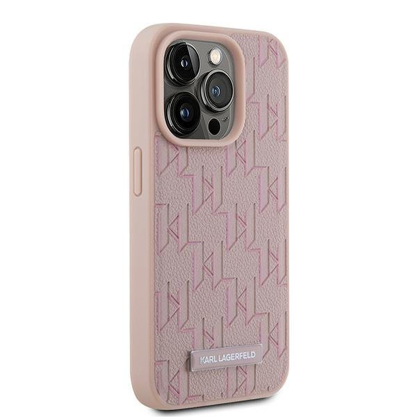 Karl Lagerfeld KLHMP15LPKHPORPP iPhone 15 Pro 6.1&quot; hardcase różowy/pink Leather Monogram Metal Logo MagSafe