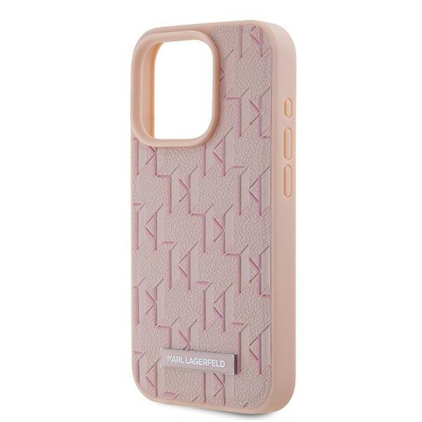 Karl Lagerfeld KLHMP15XPKHPORPP iPhone 15 Pro Max 6.7&quot; hardcase różowy/pink Leather Monogram Metal Logo MagSafe