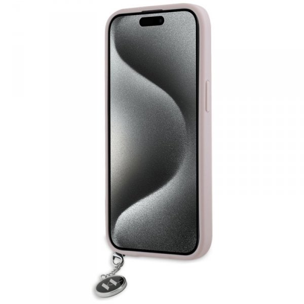 Karl Lagerfeld KLHCP15SPSAKDGCP iPhone 15 / 14 / 13 6.1&quot; różowy/pink hardcase Saffiano Rhinestones & Charm
